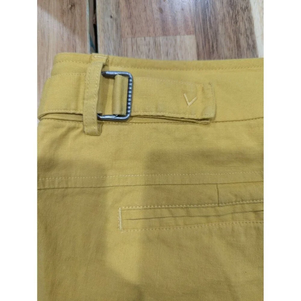 Vince Womens Linen Blend Shorts Size 4 Yellow Cuffed Lightweight Classic - Picture 4 of 4